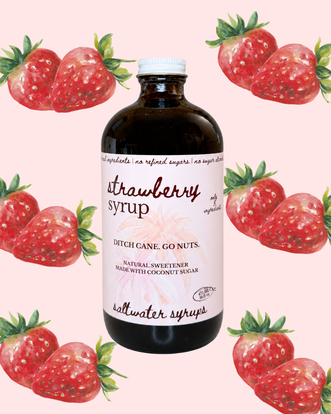 Saltwater Strawberry Coconut Sugar Syrup bottle