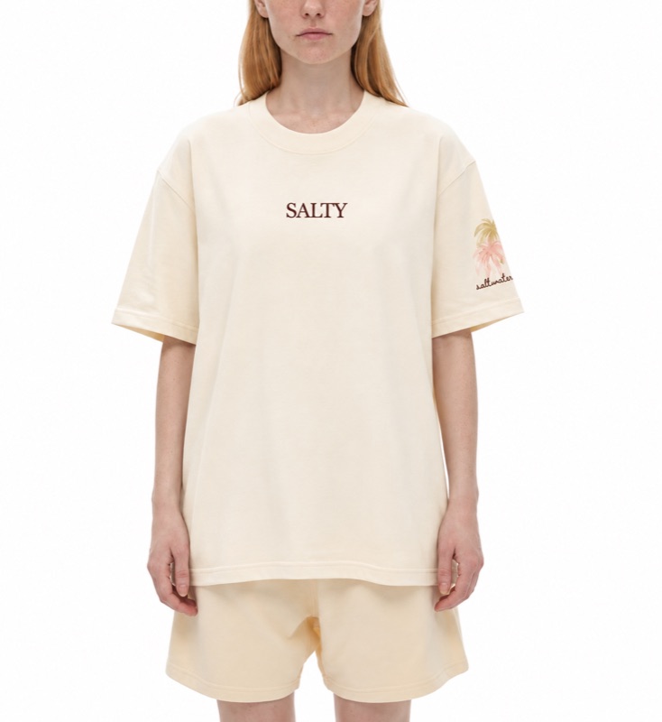 SALTY Drop Shoulder Tee — worn by female model