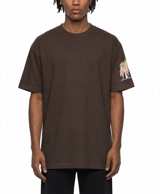 Simple Sleeve Brown Tee — worn by male model