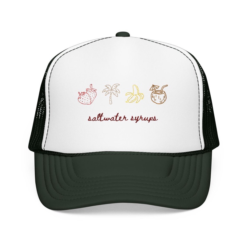 Saltwater Embroidered Trucker — dark green front