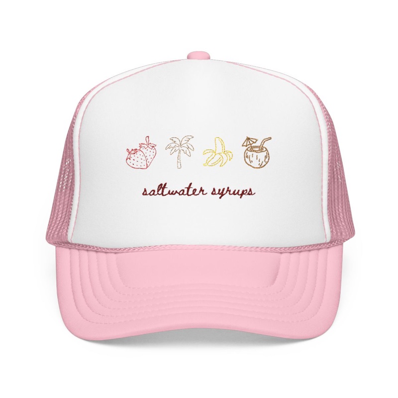 Saltwater Embroidered Trucker — pink front
