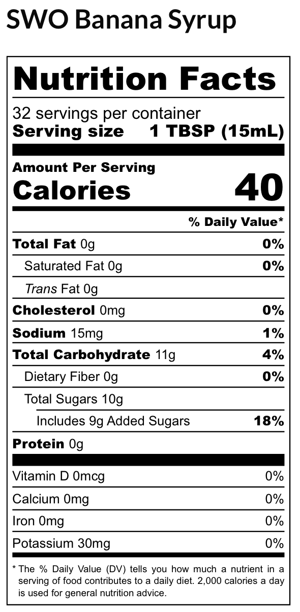 Banana Syrup Nutrition Facts